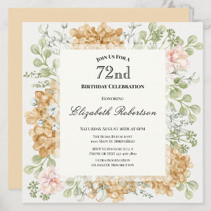 Invitation pour les 72 ans dans des couleurs d'aut