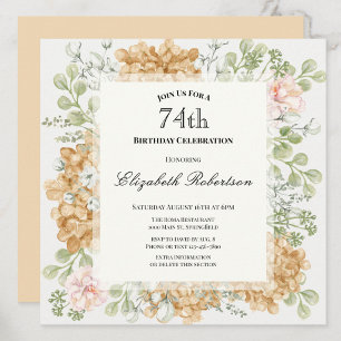 Invitation pour les 74 ans dans des couleurs d'aut
