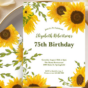Invitation pour les 75 ans au thème tournesols aqu