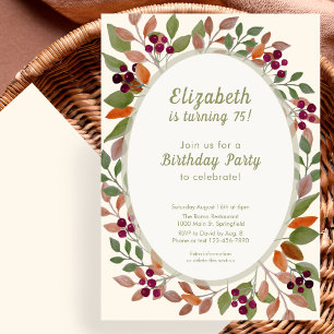 Invitation pour les 75 ans de couleur vert sauge a