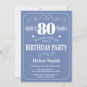 Invitation pour les 80 ans Bleu et Blanc