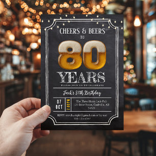 Invitation pour les 80 ans d'un homme : Cheers & B