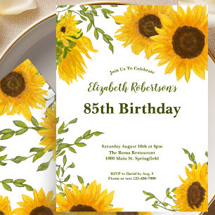 Invitation pour les 85 ans au thème tournesols aqu
