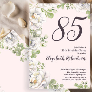 Invitation pour les 85 ans Fleurs de Pivoines Rose