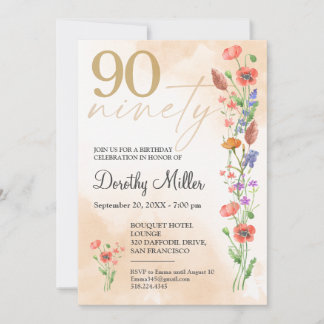Invitation pour les 90 ans de douce Wildflower