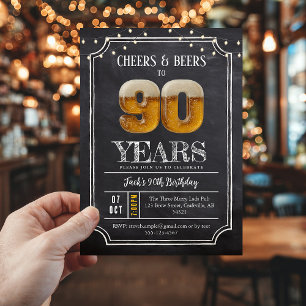 Invitation pour les 90 ans d'un homme : Cheers & B