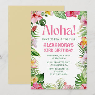 Invitation pour les 93 ans Hawaïenne Fleurs Tropic