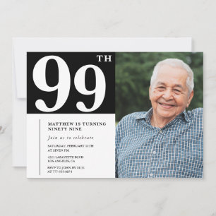 Invitation pour les 99 ans en photo noir et blanc