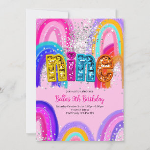 Invitation pour les 9 ans d'une fille