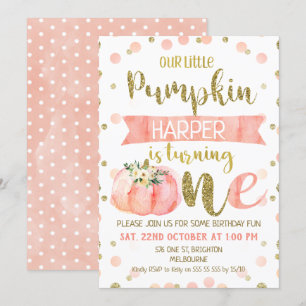 Invitation pour les filles Citrouilles roses