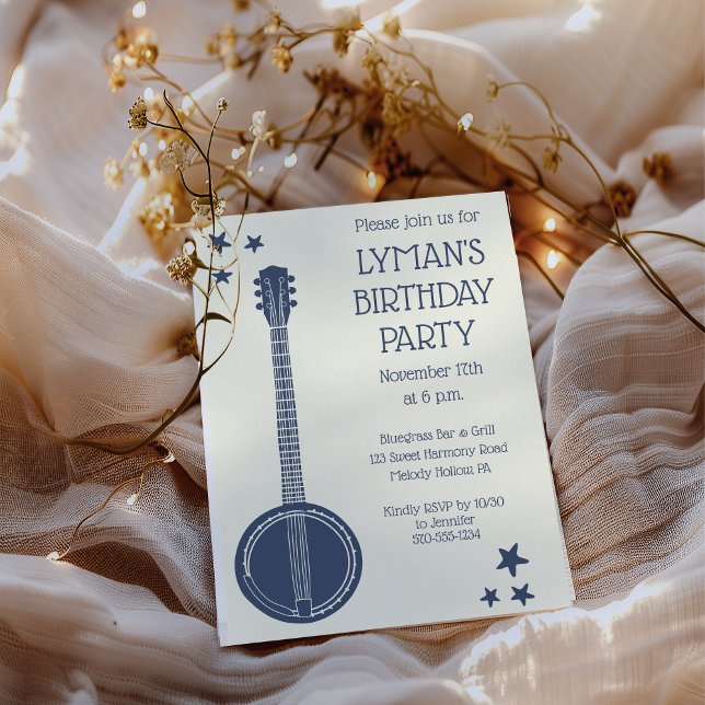 Invitation Pour les joueurs de Banjo Navy Blue, Cream Custom  (Créateur téléchargé)