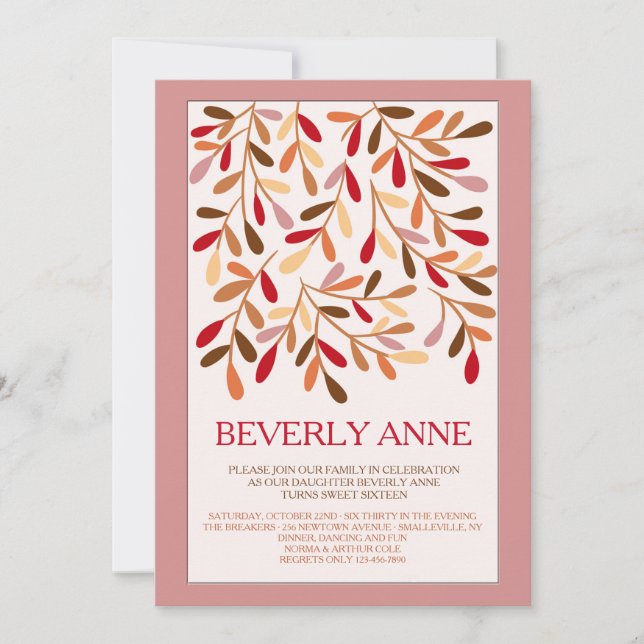 Invitation pour les seize ans avec accent (Devant)