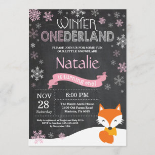 Invitation pour l'hiver Onederland Fox 1er Birthda