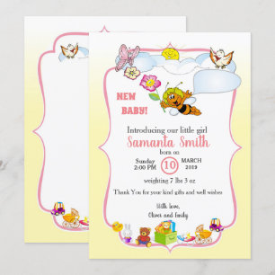 invitation pour l'introduction de bébé, fille
