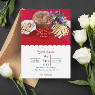 Invitation pour Pâques grec avec nourriture festiv