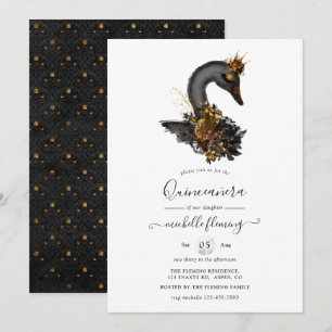 Invitation pour Quinceañera Cygne Noir