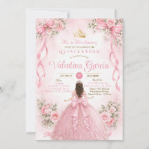 Invitation pour Quinceañera Sweet 16 avec nœud ros