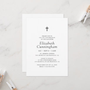 Invitation Pour Sa Simple Croix Noire Minimaliste Confirmatio