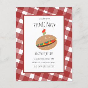 Invitation pour sandwich d'événement de pique-niqu