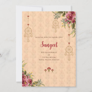 Invitation pour Sangeet indien & Cartes d'invitati
