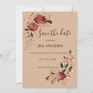 Invitation pour Sauvegarder la Date Moderne Rose M
