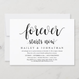 Invitation Pour toujours commence maintenant, parti Elopement
