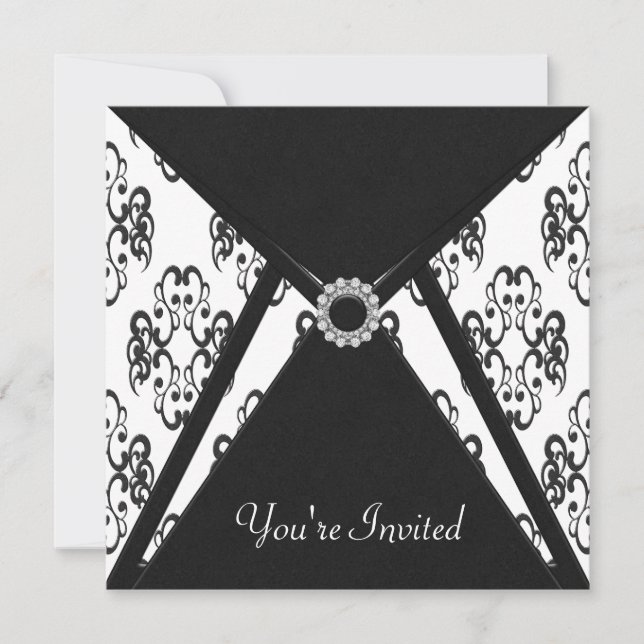 Invitation pour toutes occasions en damas noir (Devant)