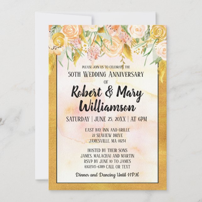 Invitation pour un 50e anniversaire de mariage à m (Devant)