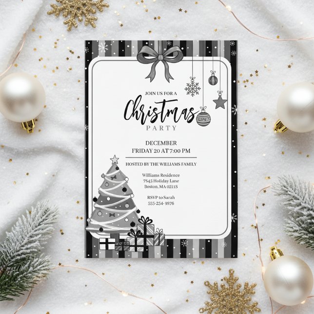 Invitation pour un arbre de Noël moderne en nuance (Minimalist Christmas Design)