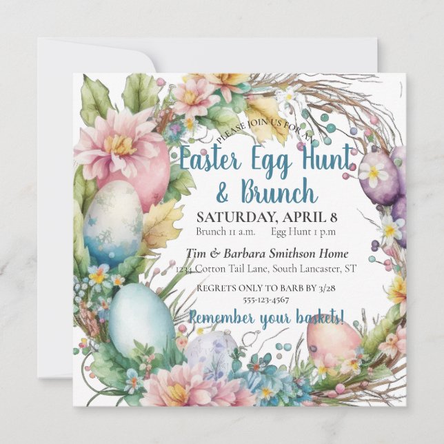 Invitation pour un brunch et une chasse aux œufs a (Devant)