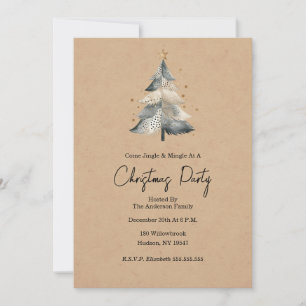 Invitation pour un cocktail de Noël au arbre rusti