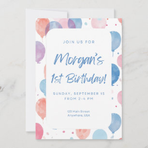 Invitation pour un premier anniversaire avec ballo