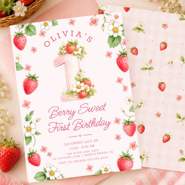 Invitation pour un premier anniversaire Berry Swee (Créateur téléchargé)