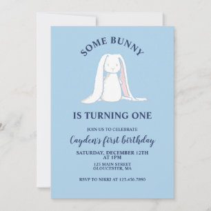 Invitation pour un premier anniversaire bleu avec