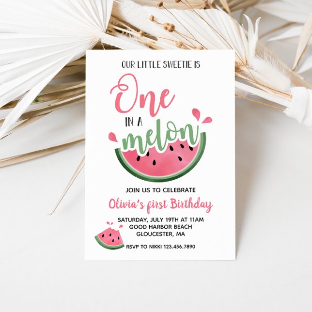 Invitation pour un premier anniversaire de pastèqu (Créateur téléchargé)