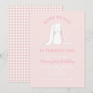 Invitation pour un premier anniversaire rose avec 