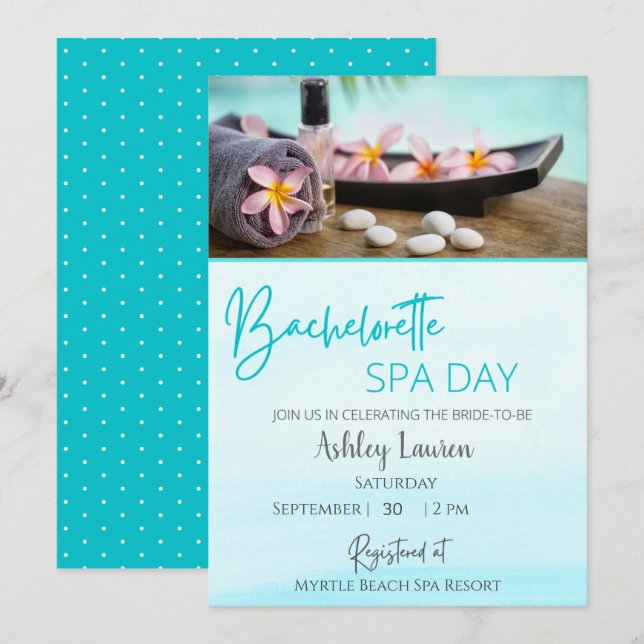 Invitation pour un Spa Bleu pour l'Enterrement de  (Devant / Derrière)
