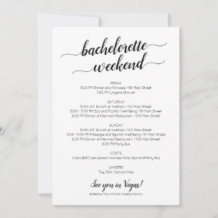 Invitation pour un week-end élégant de célibataire