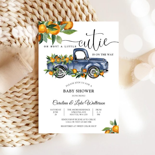 Invitation pour une Baby Shower avec un camion ble (Créateur téléchargé)