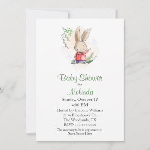 Invitation pour une baby shower avec un lapin mign