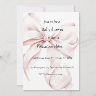 Invitation pour une baby shower avec un nœud
