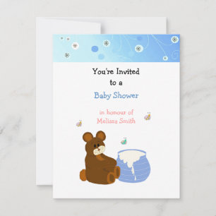 Invitation pour une baby shower avec un ours en pe