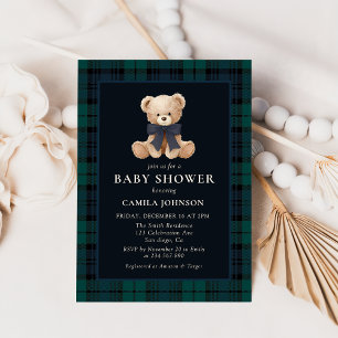 Invitation pour une baby shower avec un ours en pe