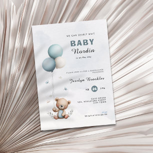 Invitation pour une baby shower avec un ours migno