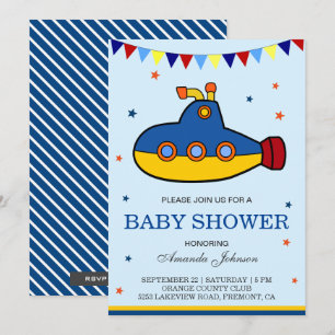 Invitation pour une baby shower avec un sous-marin