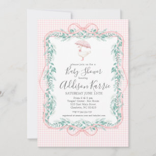 Invitation pour une baby shower avec une oie prepp