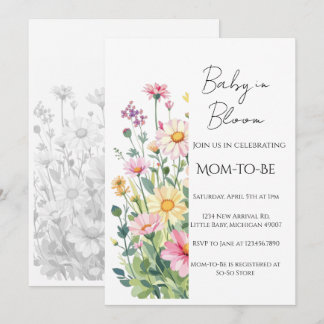 Invitation pour une baby shower - Bébé en fleurs