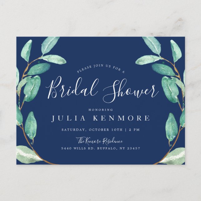 Invitation pour une Baby Shower Botanique Soirée (Devant)