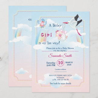 invitation pour une baby shower, c'est une fille