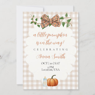 Invitation pour une Baby Shower de Bébé Citrouille